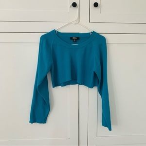 Hera Collection Turquoise Ribbed Long Sleeve Crop Top Size Small